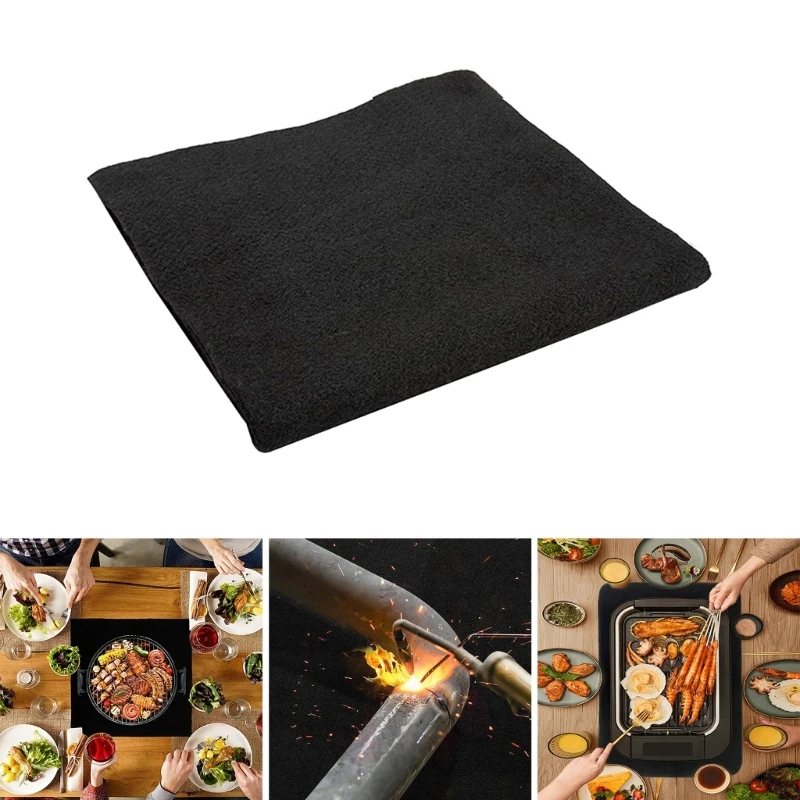 

High Temp Carbon Felt Fiber Welding Blanket Protect Work Area from Spark Splatte Flame Resistant Insulation Fireproof Mat Pad