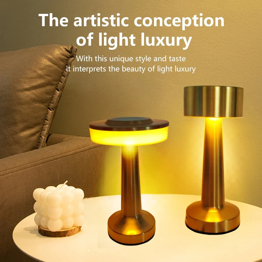 Creative LED Table Lamp Retro Touch Desk Lamp Rechargeable Dimming For Bar Bedroom Restaurant Coffee Atmosphere Decor Lamp