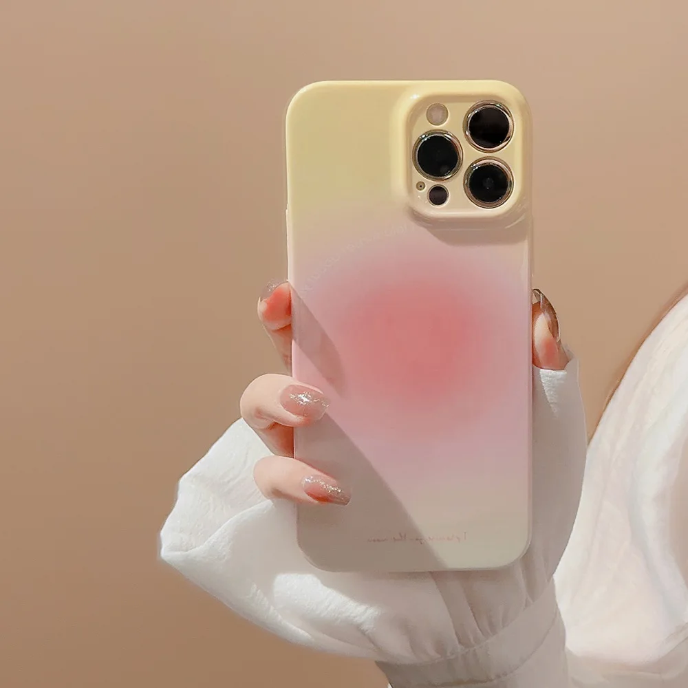 Gradient Pink Film Holder Phone Case For Iphone15 14 13 12 11 Pro Max X XR XSMAX 7 8 Plus SE TPU Case Cover New Products