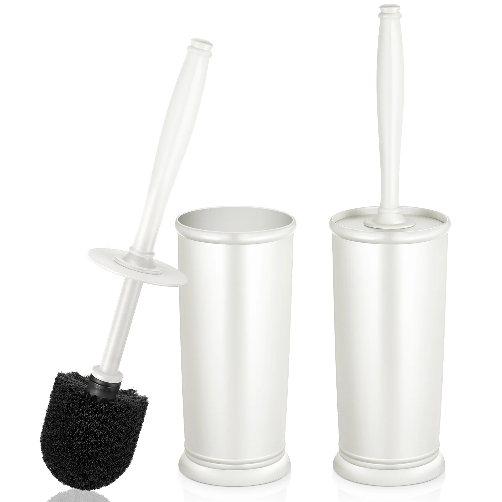 HOMEMAXS 2 Pack Brush With Holder Good Grip Plastic Bowl Brush Set for Hotel Office Bathroom (White)