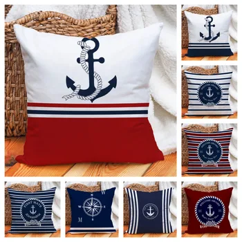 Fodera per cuscino nautico nome della barca personalizzato Anchor Design federa per cuscino decorazioni per la casa cuscino decorativo per divano camera da letto all'aperto