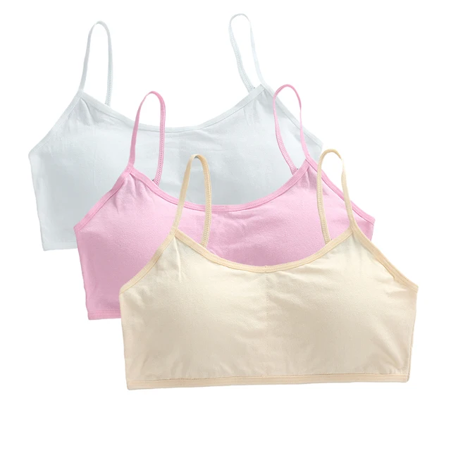 3 pièces adolescentes petits soutiens-gorge jeunes enfants sous-vêtements étudiant filles sans fil solide sous-vêtements enfants sport formation soutien-gorge gilet 1