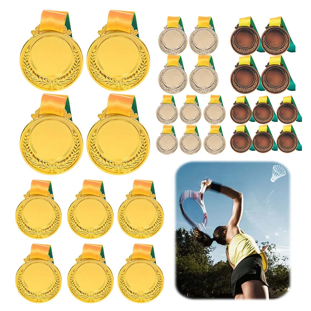 10Pcs Gold/Silver/Bronze Medal Metal Winner Medals with Neck Ribbon Competition Prize Medals 5.2cm for Talent Show Party Race