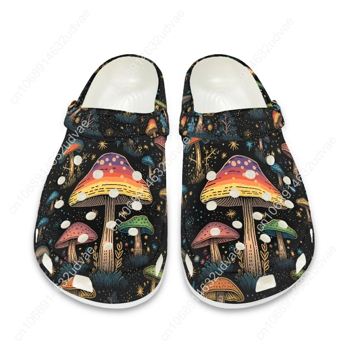 Wild Mushroom Design Wear Resistant EVA Clogs for Womens Mens Summer Breathable Cool Hole Sandals Garden Flats Light Slippers