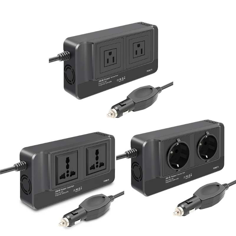 

Портативный преобразователь мощности 200 Вт DC12V в AC220V USB-адаптер автомобильных зарядных устройств