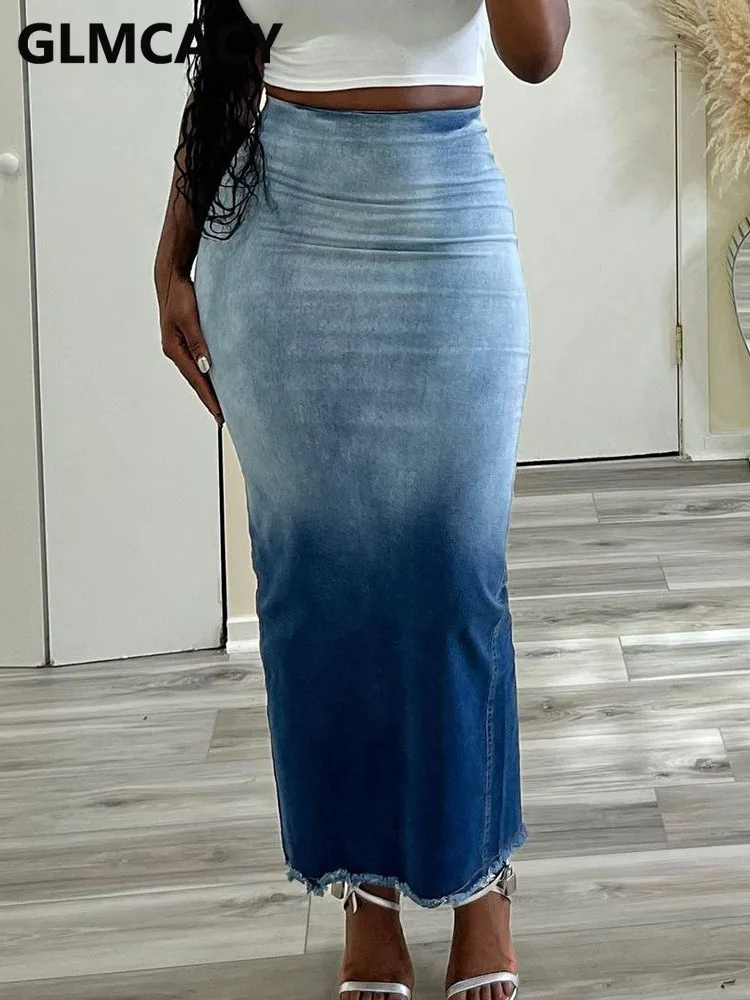 

Women Casual Bodycon Denim Skirt Slim Long Skirt