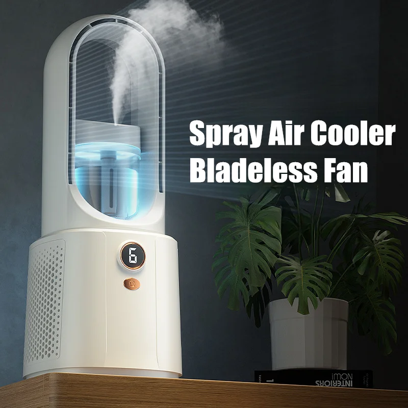 

MI Air Conditioner Fan Bladeless With Night Light Spray Air Cooler Desk Fan Air Humidifier USB Fan Desktop Fan Portable Silent