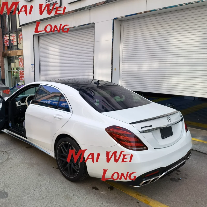 ABS 브라이트 블랙 스포일러 BOS 스타일 트렁크 립, 메르세데스 S 클래스 W222 4 문짝 세단 2014 + S350 S400 S450 S500 S600