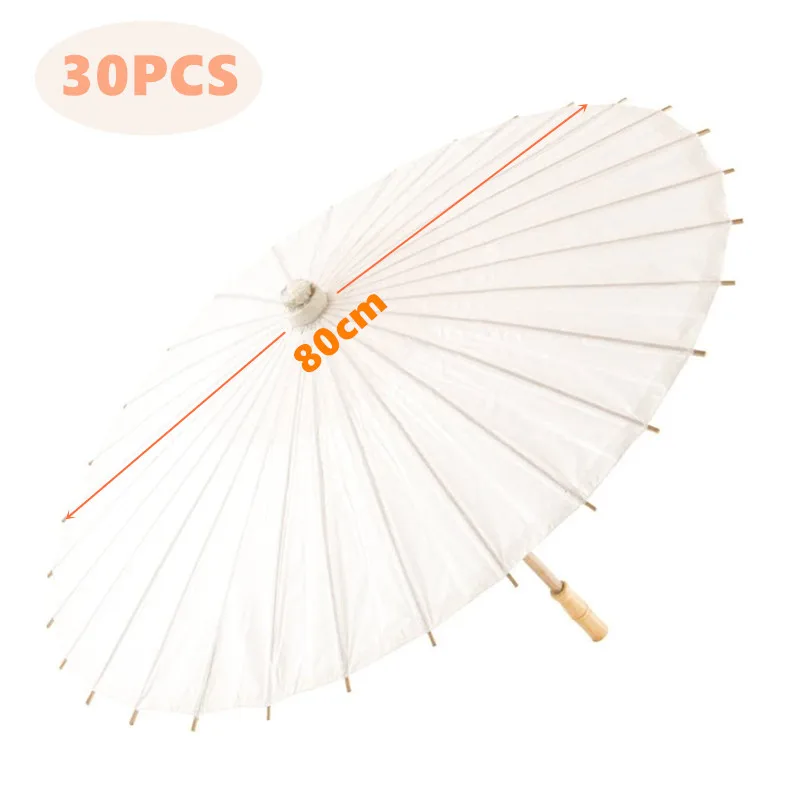 

8-30PCS White Parasol Paper Bamboo Umbrellas Paper Umbrella Wedding Party Favor for Bridal Shower Decor Photo Props 60/84cm