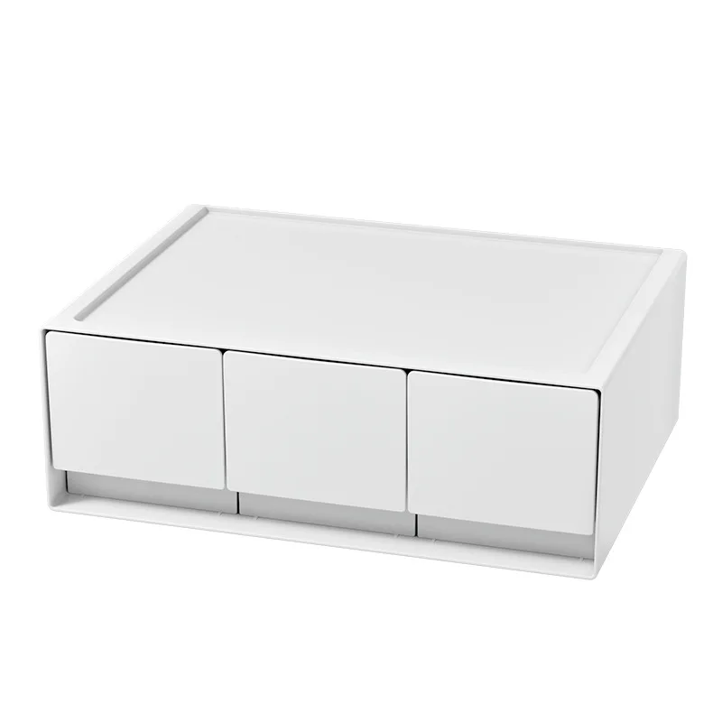 Stackable White Storage Drawer Desktop Box for Office School Sundries Stationery Organizer Home Supplies Makeup Boxes Bedroom