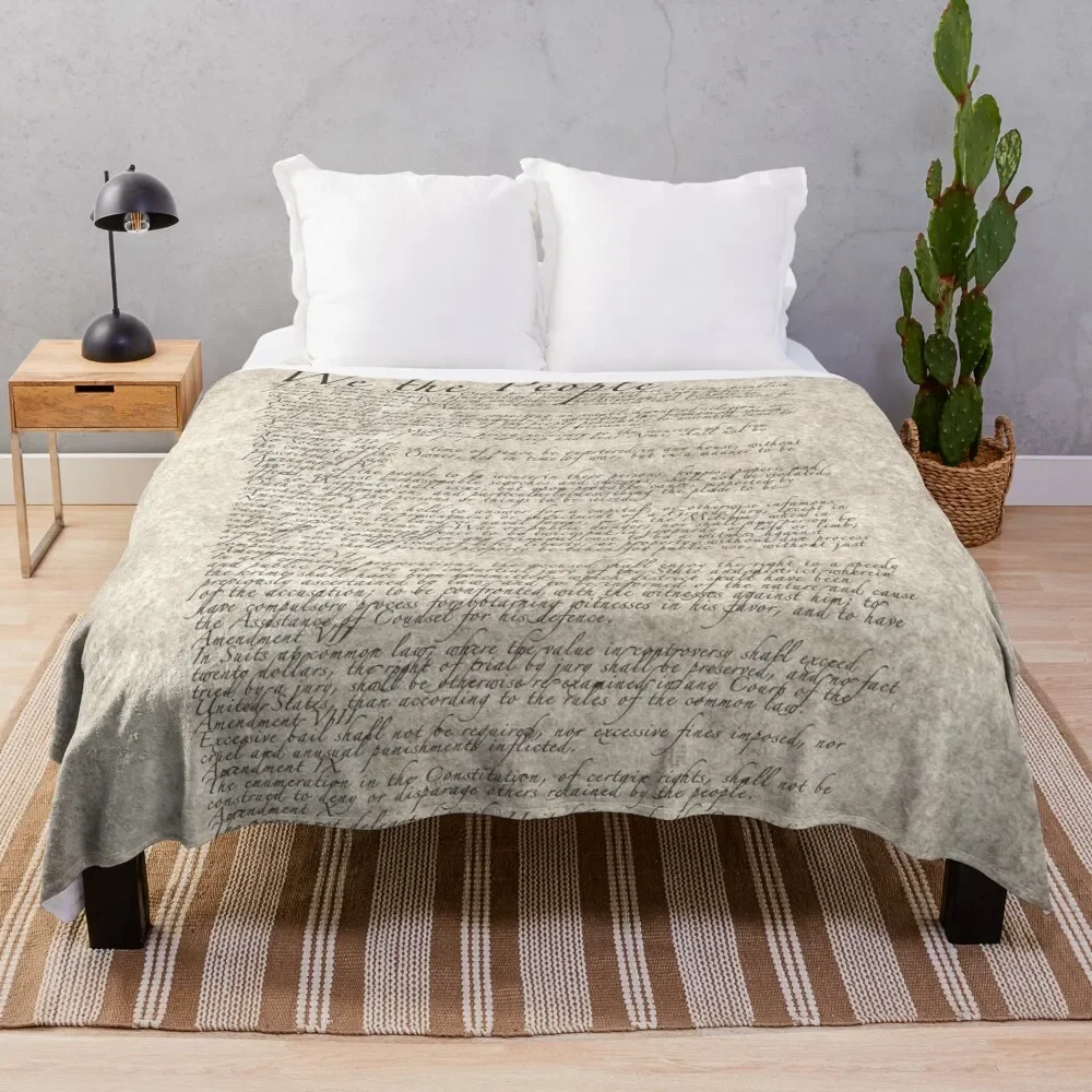 

US Constitution The Bill of Rights on parchment paper Throw Blanket Flannels Designers Bed linens funny gift Blankets