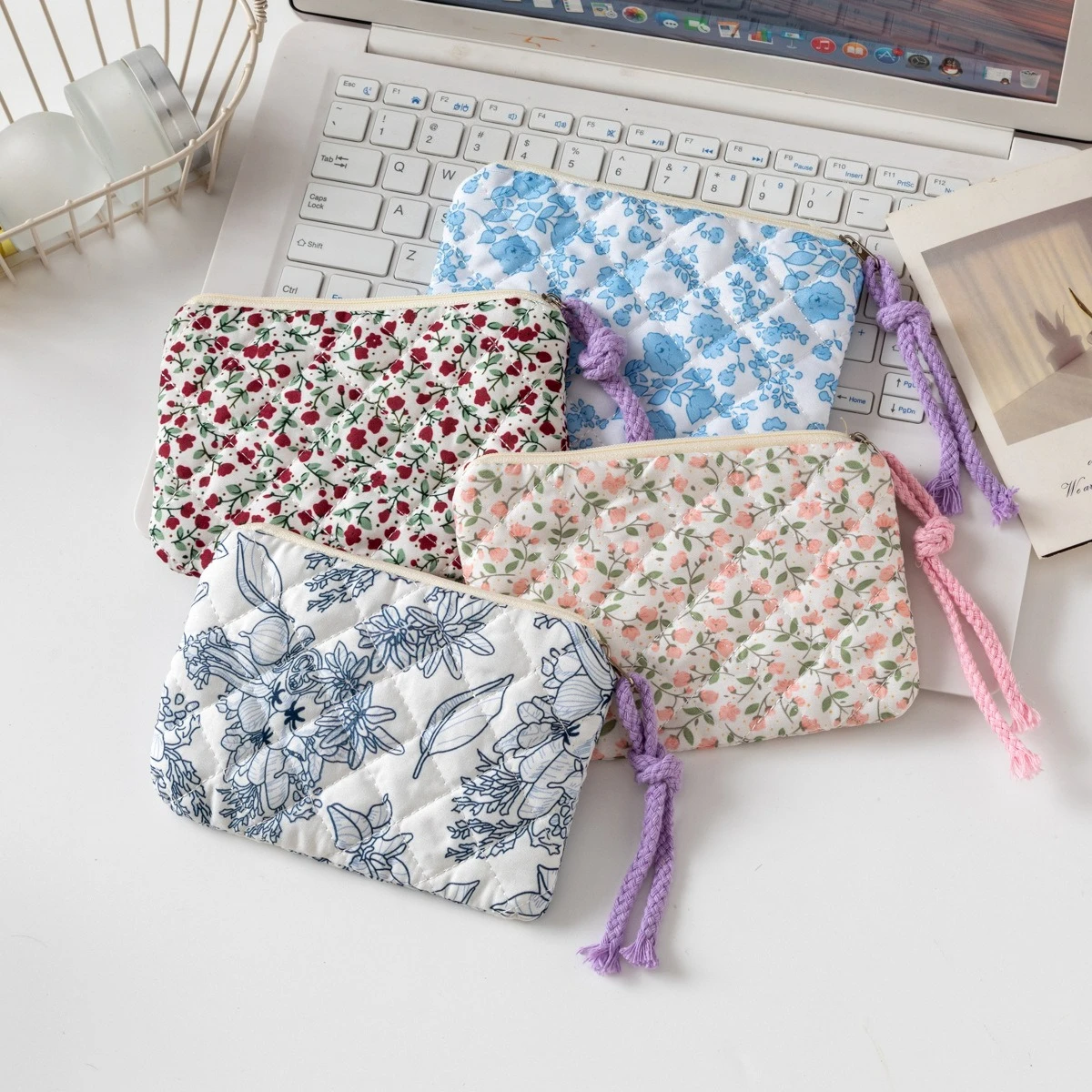 Kawaii 꽃 여행 동전 지갑 립스틱 화장품 작은 저장 가방 귀여운 여성 메이크..