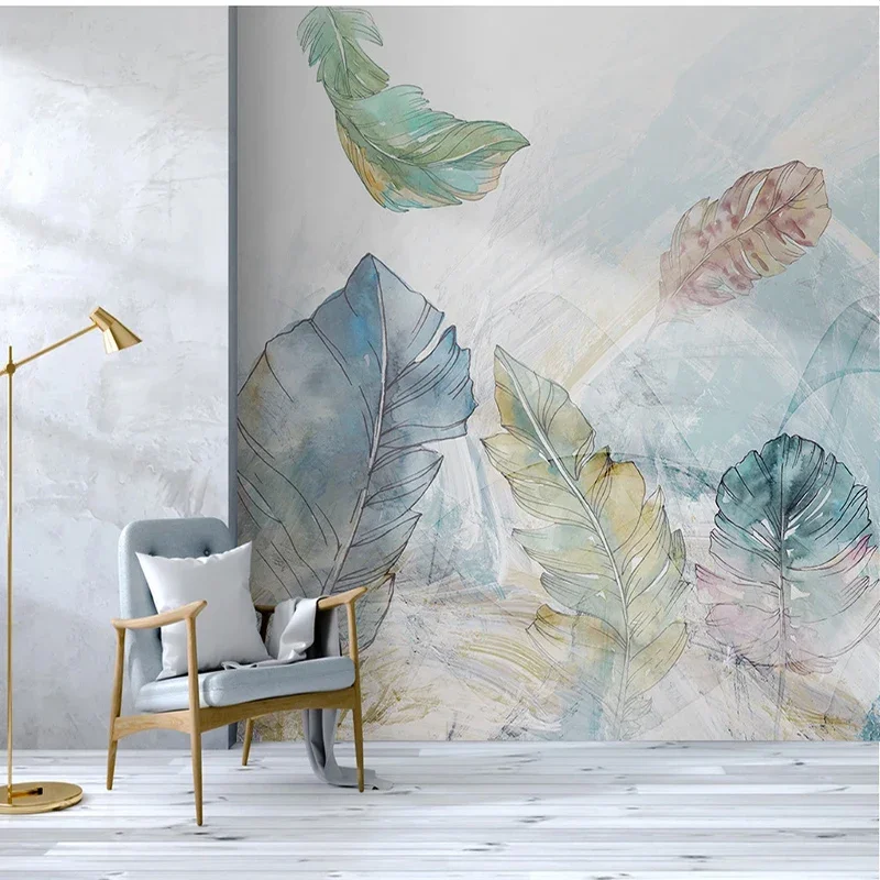 Photo Wallpapers European Watercolor Abstract Line Art Leaves Large Mural Living Room Sofa Home Decor Wall Covering Wall Paper