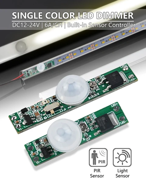 Sensore Di Movimento PIR Per Luci LED - 5V/12V/24V, 3 Modalit&agrave; Luce, Timer E Luminosit&agrave; Regolabile, Max 72W