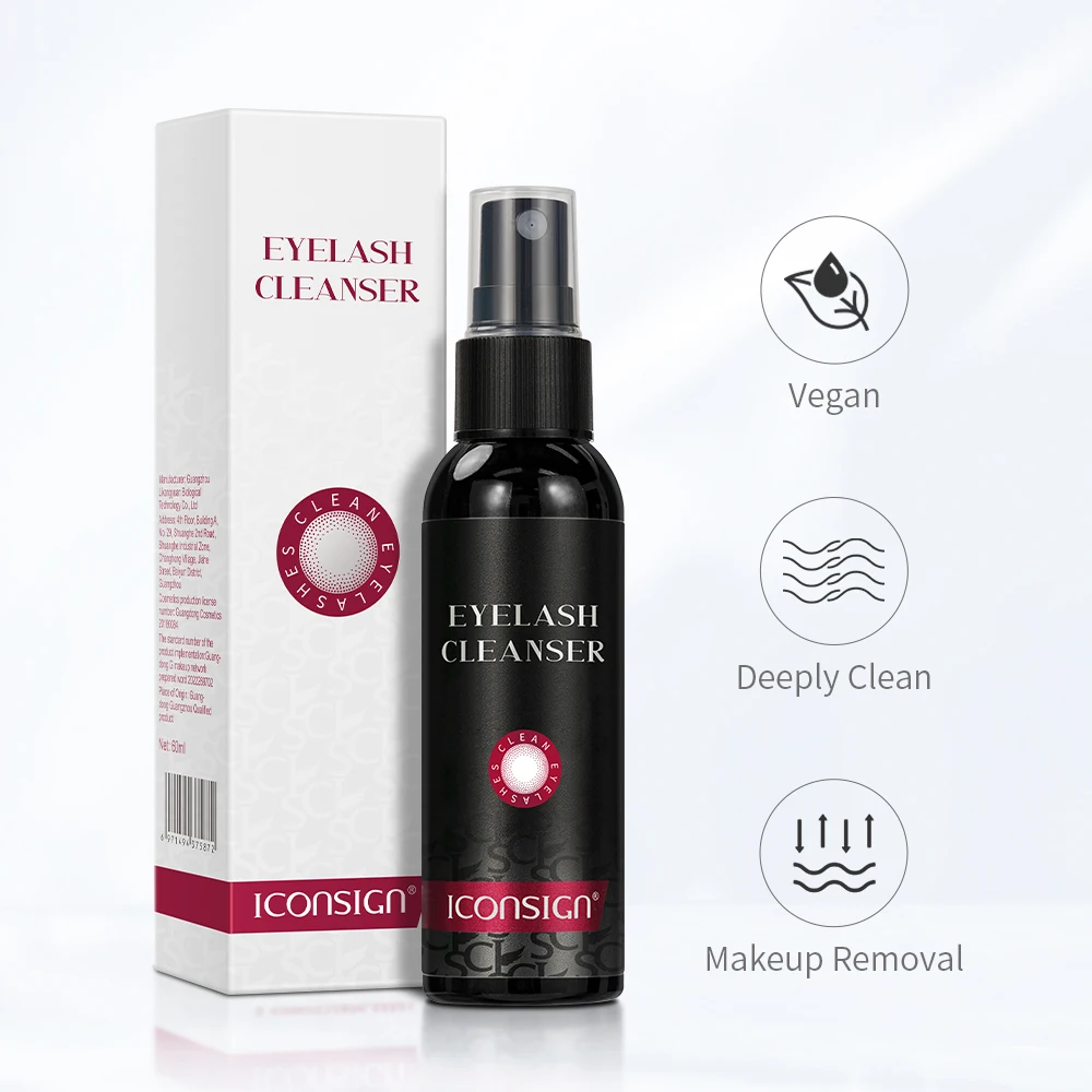 ICONSIGN New 60ml Professional Eyelash Cleaner For Eyelash Extension No Stimulate Lash Shampoo Clean Eyelash Makeup Remover Tool 6