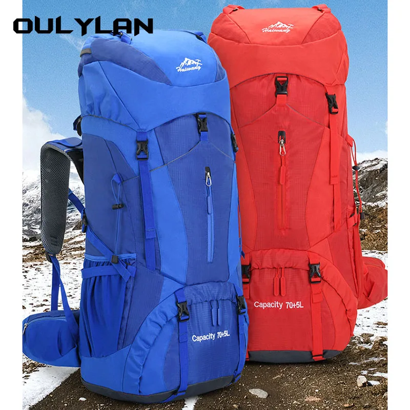 

75L Hiking Backpack Camping Travel Bag Women Large Capacity Outdoor Mountaineering Bag Men Waterproof Luggage Rucksack