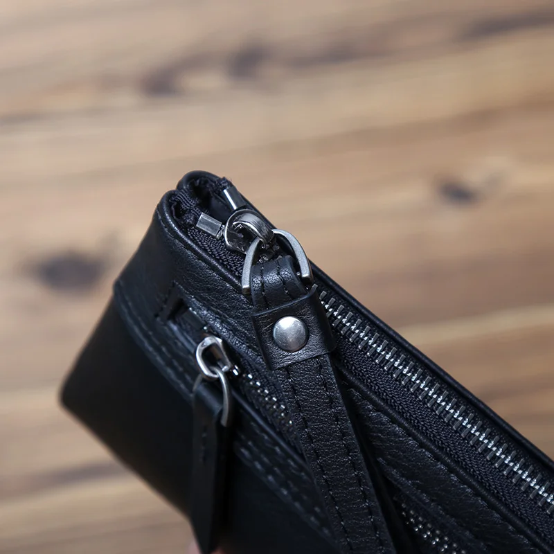 NZPJ Leather Men's Wallet Natural Leather Clutch Bag Long Bank Card Bag Large Capacity Coin Purse Casual Men's Mobile Phone Bag