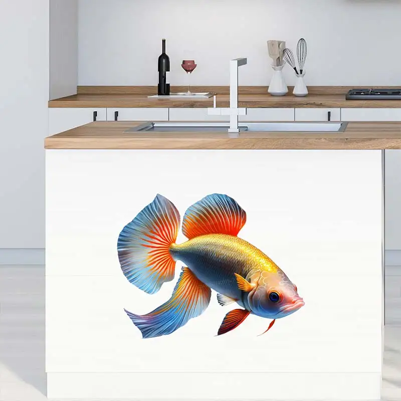 Betta Fish Wall Sticker Bathroom Toilet Decor Living Room Cabinet Refrigerator Home Decoration Decals Stickers S425