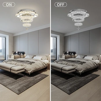 Advanced Flower Shaped Crystal Ceiling Pendant Lamp LED Stepless Dimming with Remote Control Luxury Home Decorative Lights 4