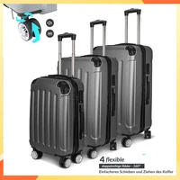 Anajqaqia Set de bagages – Ensemble de valises trolley trois pièces gris foncé – Avec une conception à double roue et des serrures TSA pratiques 1