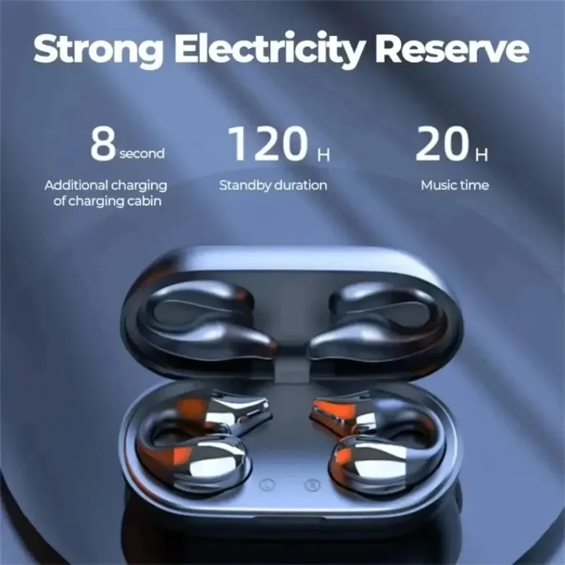 TWS Wireless Headphones Bluetooth 5.2 Bone Conduction Earphones Earclip Design Touch Control LED In Ear Earbuds Sports Headsets 2