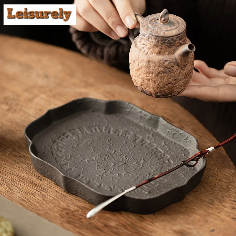 Old Rock Mud Lotus Root Pot Bearing Holder Gaiwan Tray Water Storage Dry Soaking Table Tea Tray Coasters Chinese Tea Set Craft