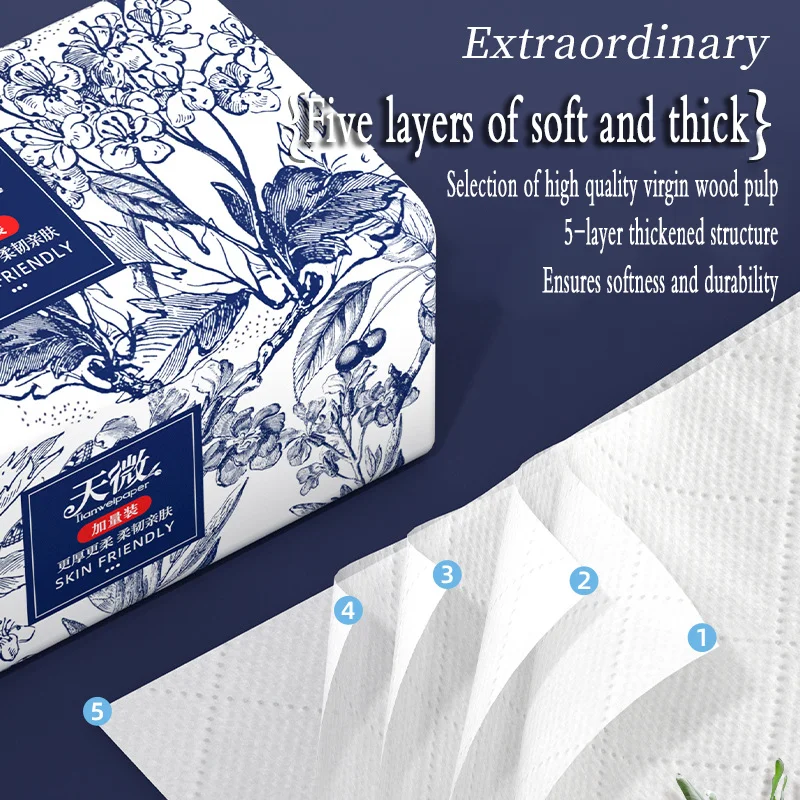 24 packs of drawer paper 5 layer thickened paper towels skin-friendly soft tissue napkins napkins household toilet