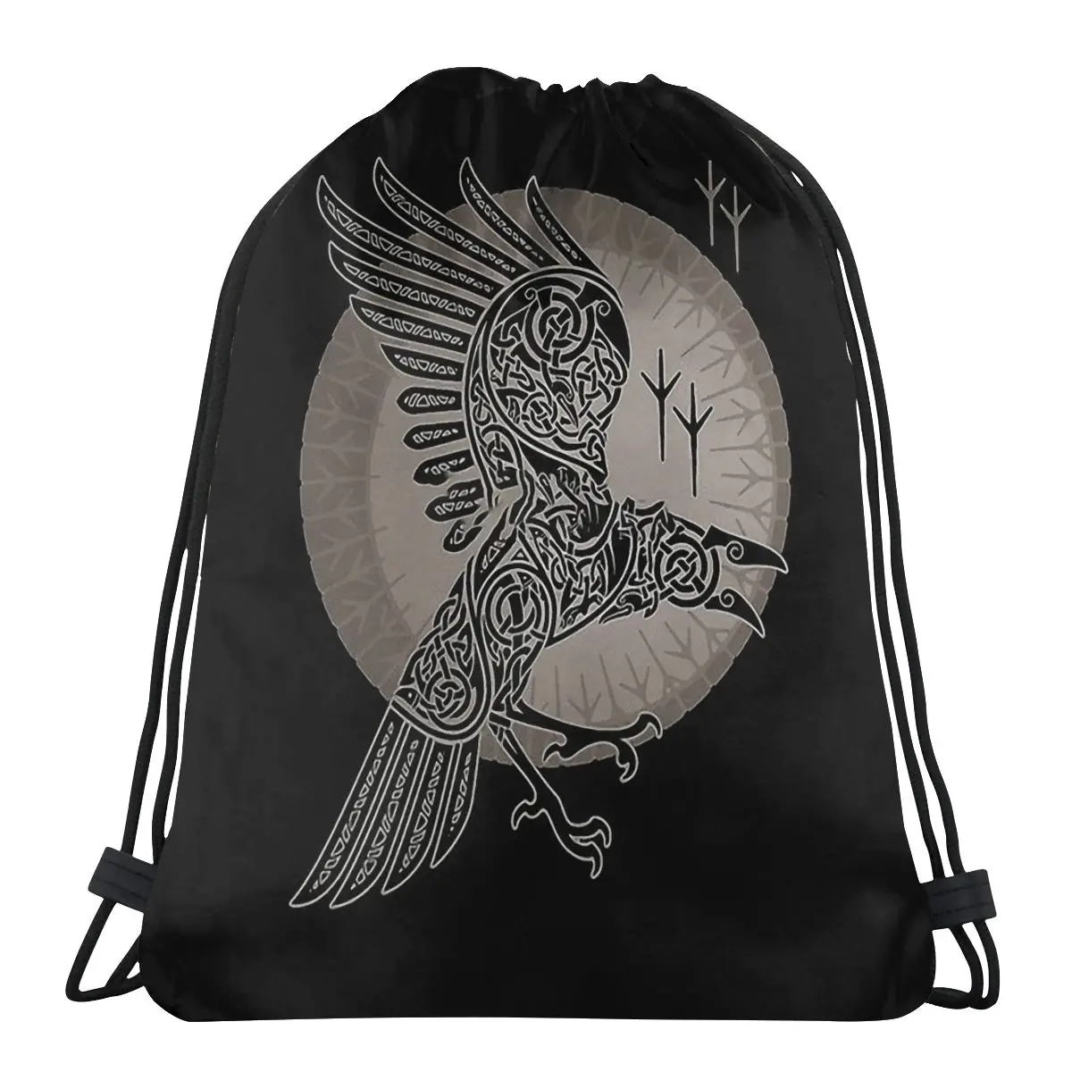 

RAVEN Vikings Ragnar Lothbrok Lagertha Rollo TV Series Drawstring Bags Hiking Pouch 3D Print Backpack Shoe Bag