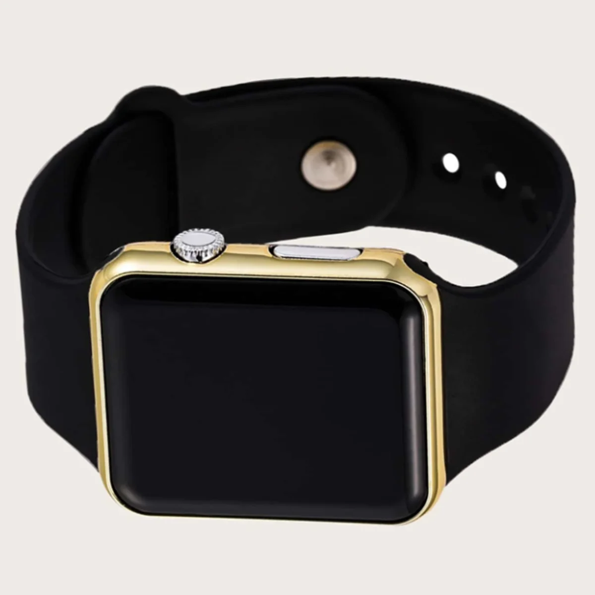 Electronic Watch 1pc Black Plastic Strap Fashionable Square Dial Electronic Watch