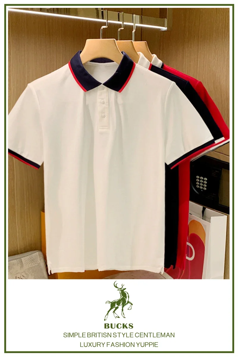 2023 summer golf men short sleeve T-shirt lapel quick-drying sport shirt