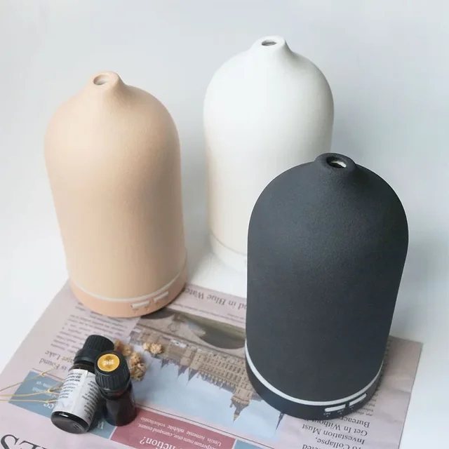 Ceramic Essential Oil Aromatherapy Diffuser Ultrasonic Air Humidifier with Timer Night Light Waterless Auto Off Cool Mist Maker 4