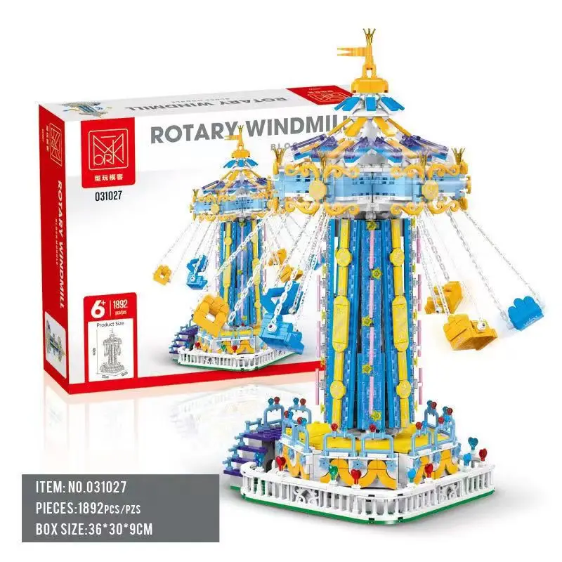 

Urban Architecture Amusement Park Electric Rotating Windmill Assembly Small Particle Building Toys