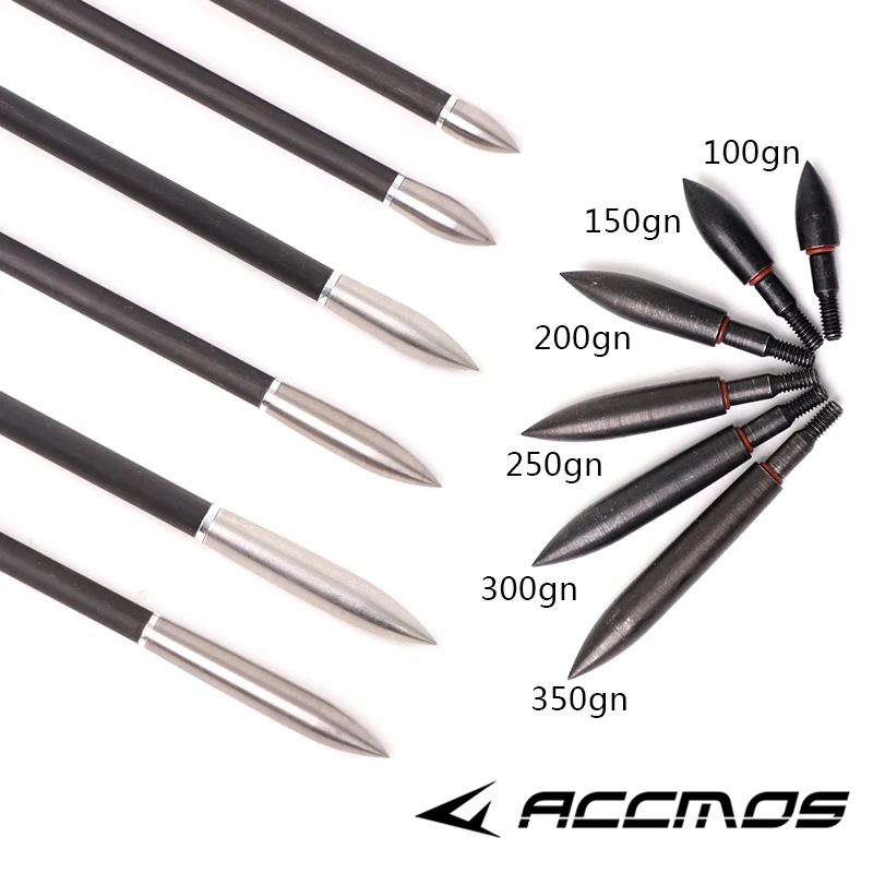 Arrow Point Tips 100 150 200 250 300 350 Grain Broadheads Screw Thread Arrow head for OD7.5mm Shaft DIY archery arrowhead 6pcs