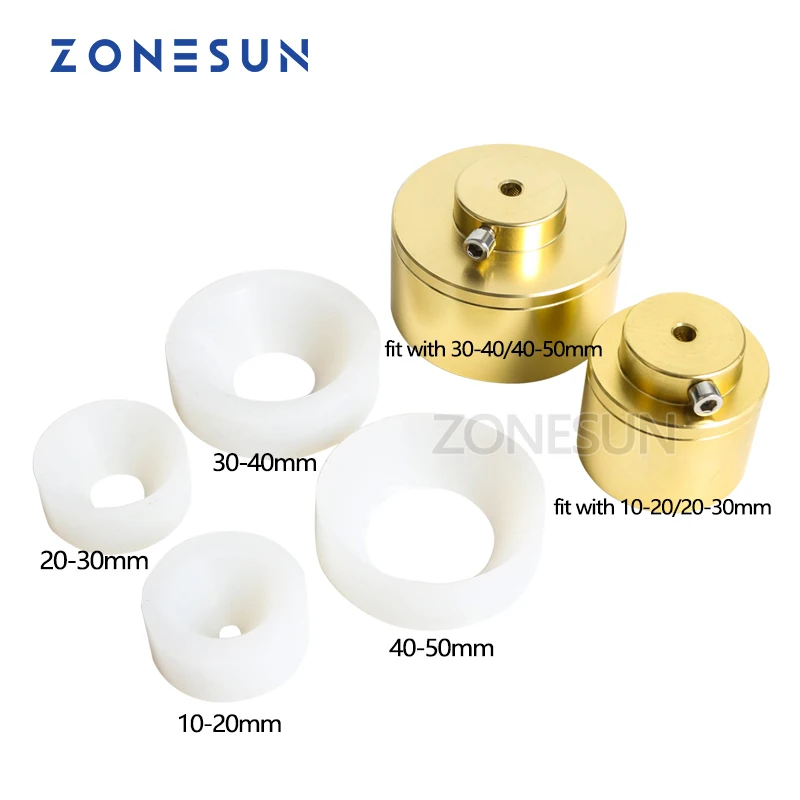 Perfume Bottle Capping Tool ZONESUN capping Machine chuck cap for capper 28-32mm 38mm 10-50mm round plastic bottle with security ring silicone capping