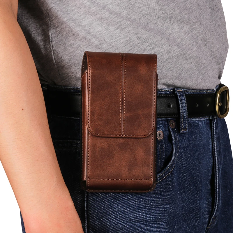 For iphone 17/17Pro/16Pro Max/16Plus/15/15Pro/14Pro Max/14Pro/14/13/12 Luxury Leather Belt Clip Case Men Mobile phone Waist Bag — view 2