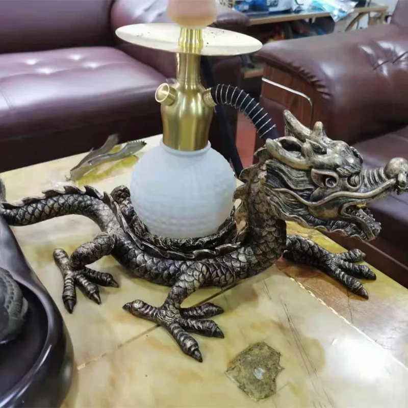 

Cachimba en forma de dragon para fumar, Chicha de Material de resina de Metal con luz LED, juego completo de herramientas, tazon