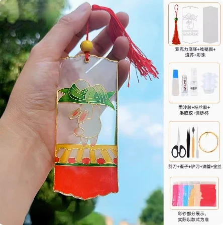 Description Picture 6 of itemCloisonne filigree enamel painting diy handmade material package to make intangible cultural heritage bookmark pendant gift