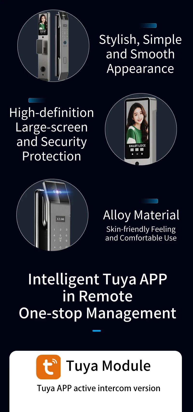 XSDTS Wifi Tuya APP Face Recognition Smart Door Lock with Camera Video Call Voice Intercom Digital Door Lock Automatic Door Lock