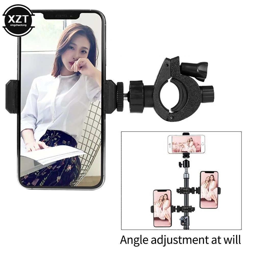 휴대폰 라이브 스트리밍 브래킷, 자동 클램핑, 360 ° 회전 브래킷, SLR 카메라 휴대폰 거치대, 원형 램프 삼각대