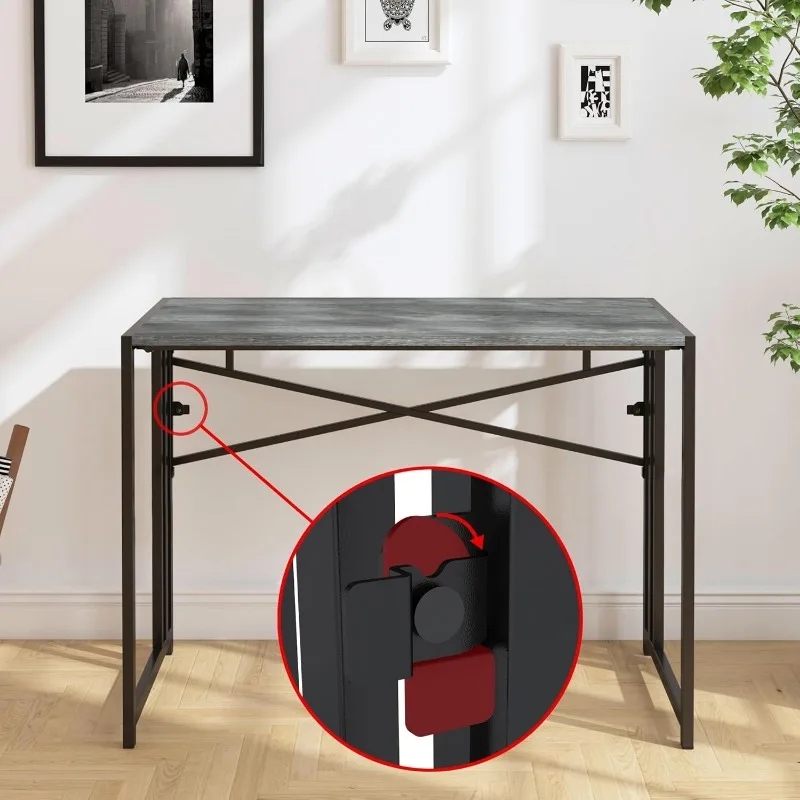 31 Inch Folding Small Computer Desk, Foldable Space-Saving Home Office Table, Simple Study Writing Gaming Workstation 6