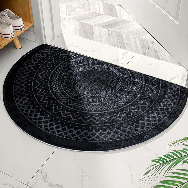 Nordic Semicircle Entrance Door Mat Geometry Bohemia Bathmat Soft Non-Slip Welcome Floor Mats White Black Graphics Rug Bedroom 6