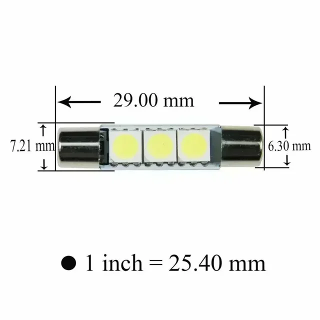 6Pcs Super Bright Xenon White 5050 3-SMD 6641 6614F LED Bulb Sun Visor Mirror Fuse Lights Auto Replacement Lamps Accessories 6