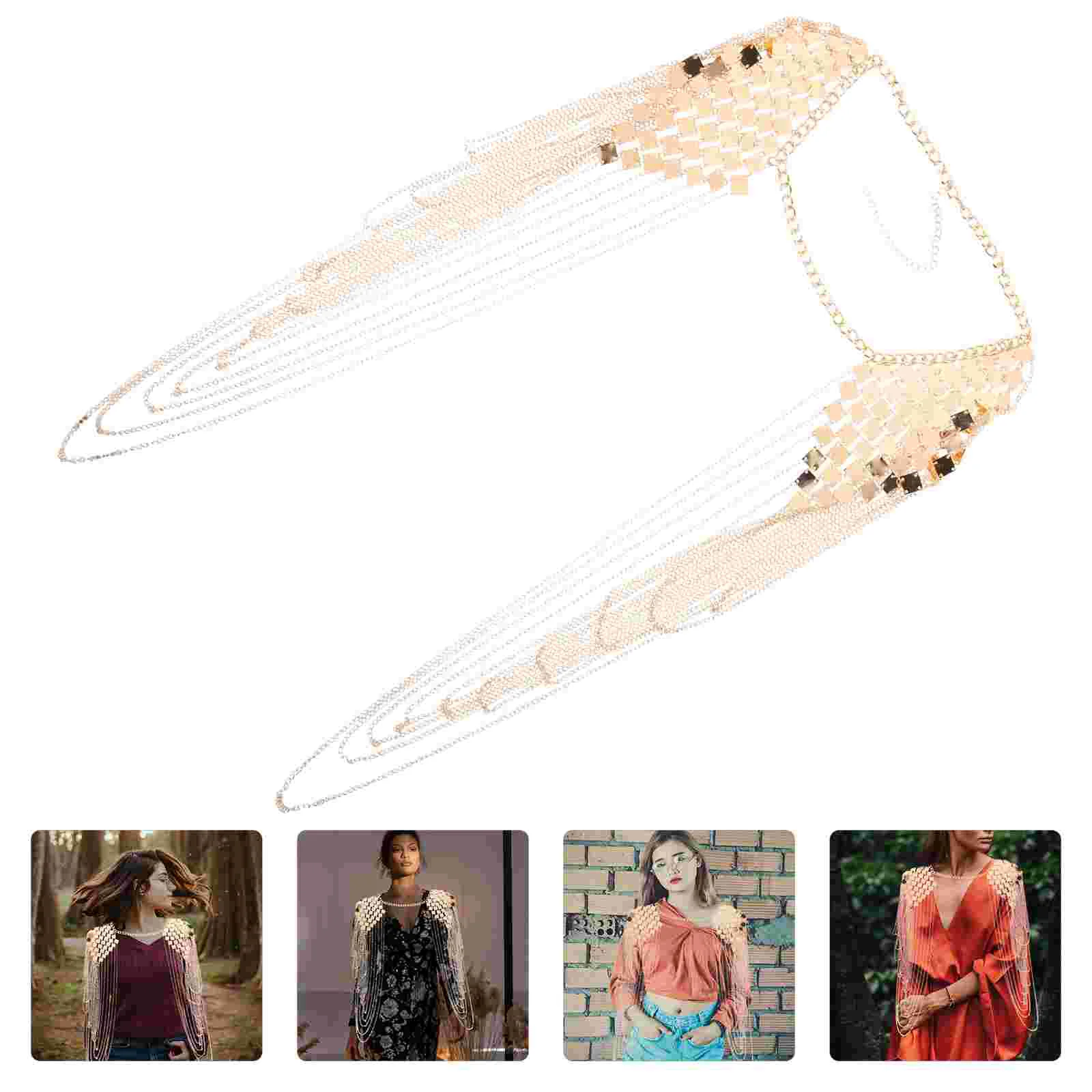 

Tassel Shoulder Chain Link Wedding Dress Undergarments Necklace Crystal Jewellery Body Personality