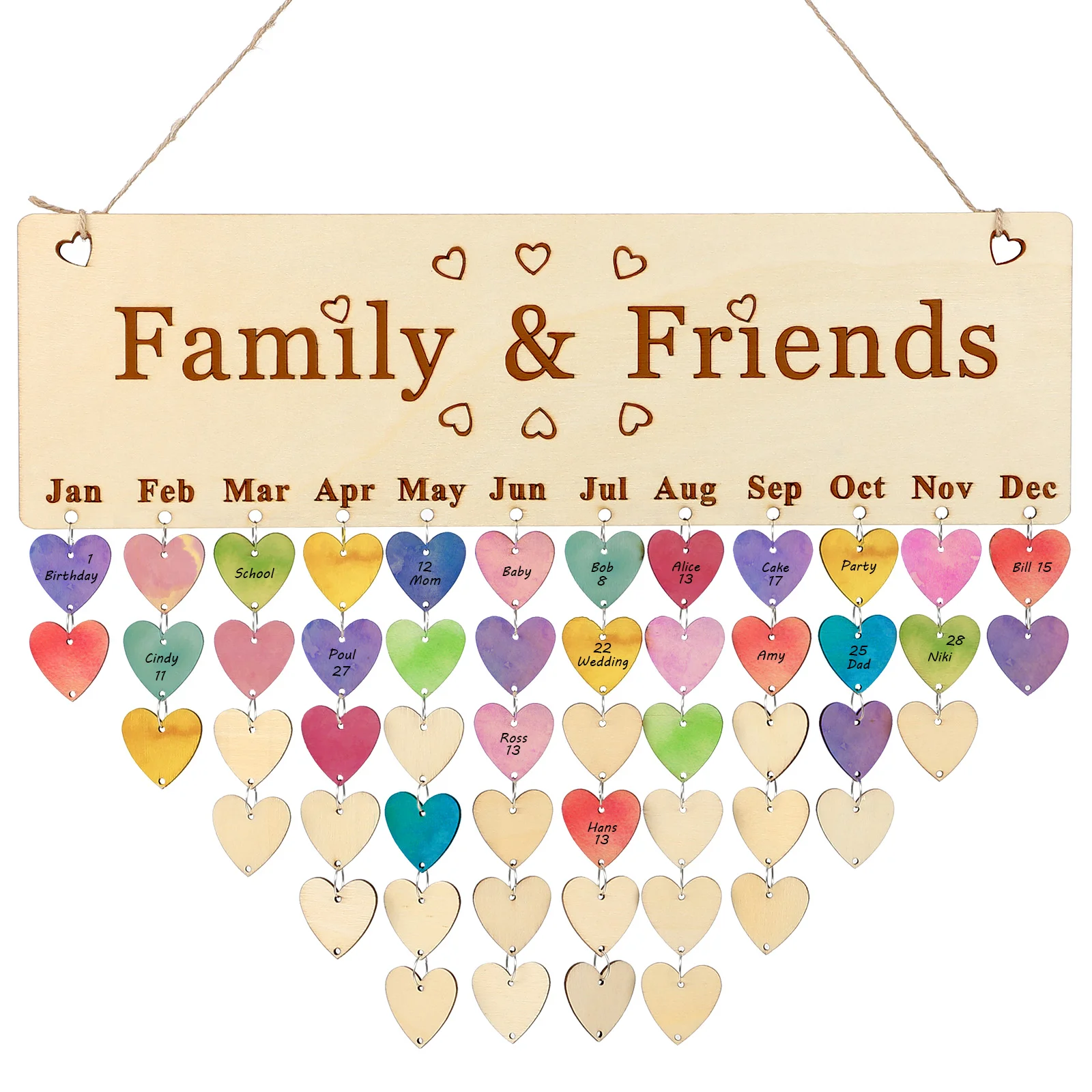 Wall Hanging Home Decoration Creative Family Birthday Calendar Plaque with Tags Family Birthday Board with Tags home deocr calendar hanging decoration family birthday calendar with tags hanging birthday calendar birthday wall calendar