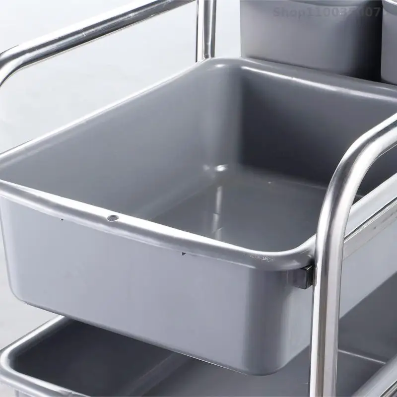 Stainless steel three-layer bowl car hotel restaurant five buckets collection trolley plate canteen dining car plastic dining ca