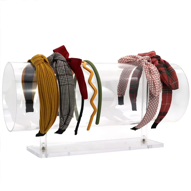 Clear Acrylic Horizontal  Headband Hairband Holder Tube Tabletop Display Organizer Jewelry Display Rack