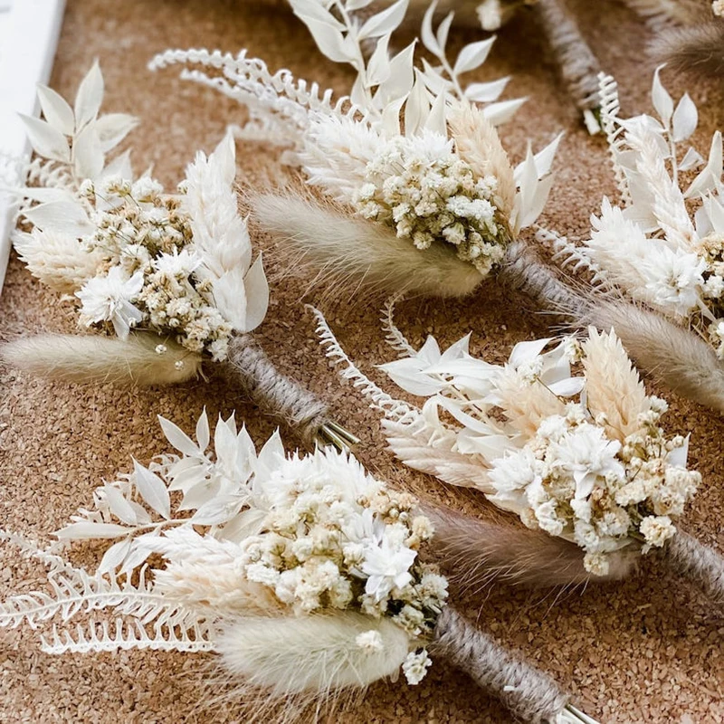 Mini Pampas Bouquet Baby's Breath Natural Dried Flower Small