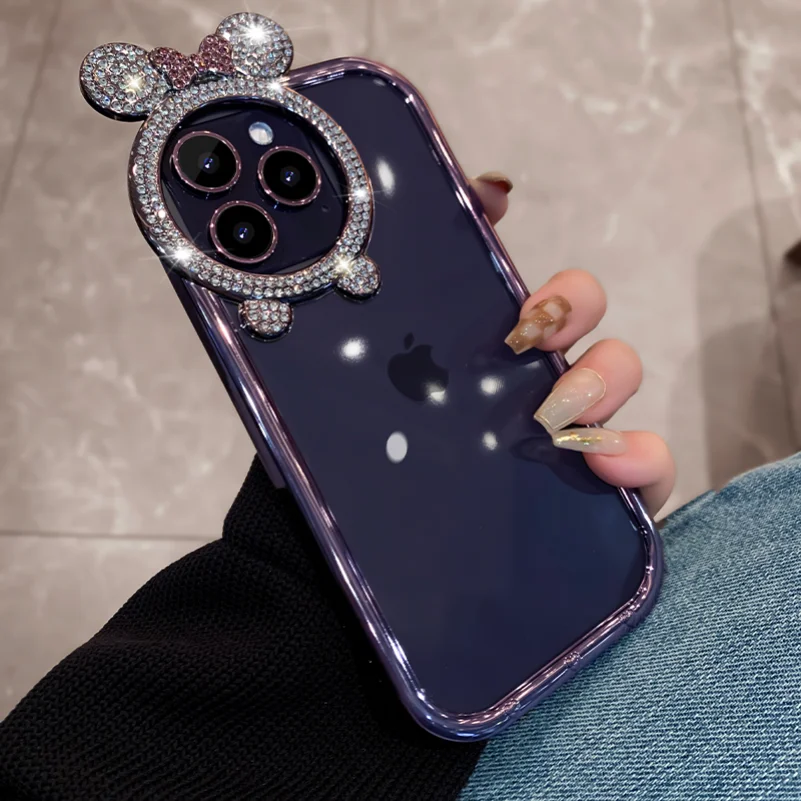 Funda para iPhone 15 Pro Max con purpurina para mujer, lindo corazón con  diamantes de imitación brillantes brillantes de silicona TPU suave a prueba