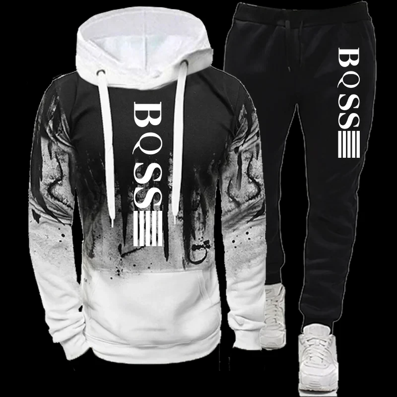 

Men's Hoodies for Men Clothing Splash Ink Sweatshirt Suit Man Tracksuit Pant Sets New in Hoodies & Sweatshirts Sports Suits Set