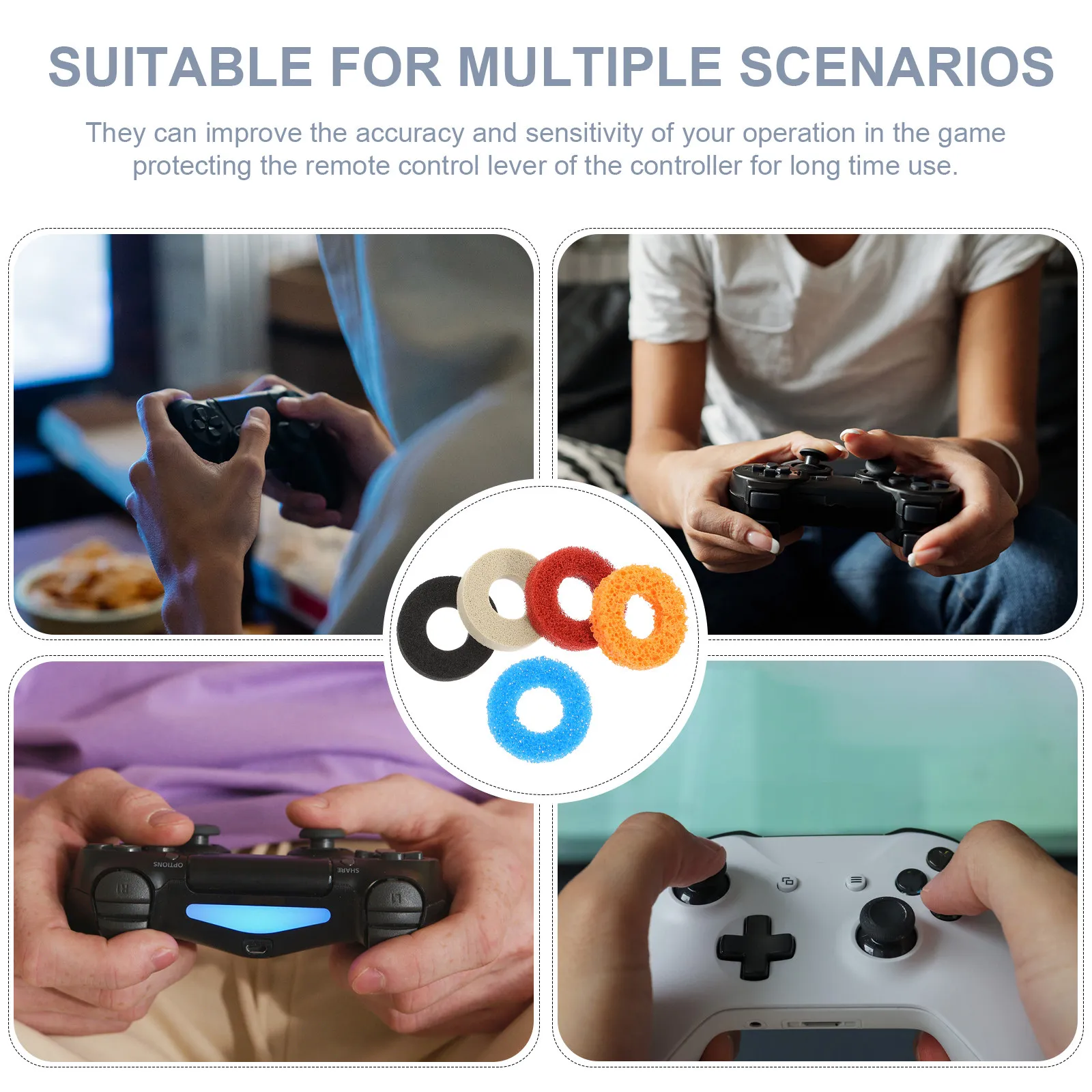 Controller Sponge 5Pcs Game Handle Buffer Rings Sponge Protective Round Rings Control ...